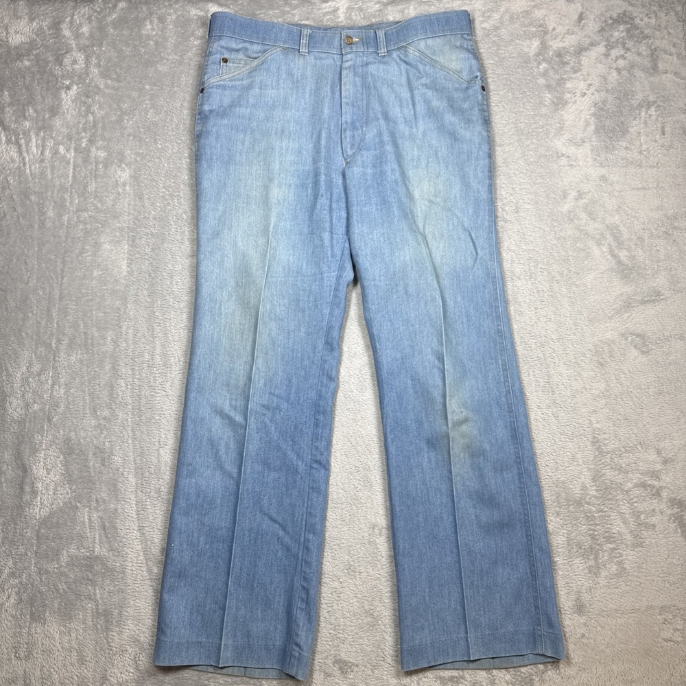 Vintage Levi's Chambray Action Slacks 36X30 Blue Distressed Orange Tab Stained